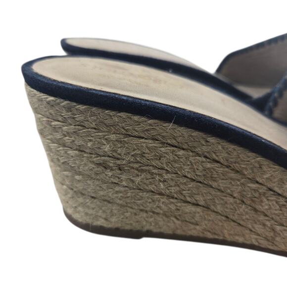 Jack Rogers Platform Espadrille Slide Sandals Womens 11 Blue Suede Boho Preppy - Picture 2 of 11